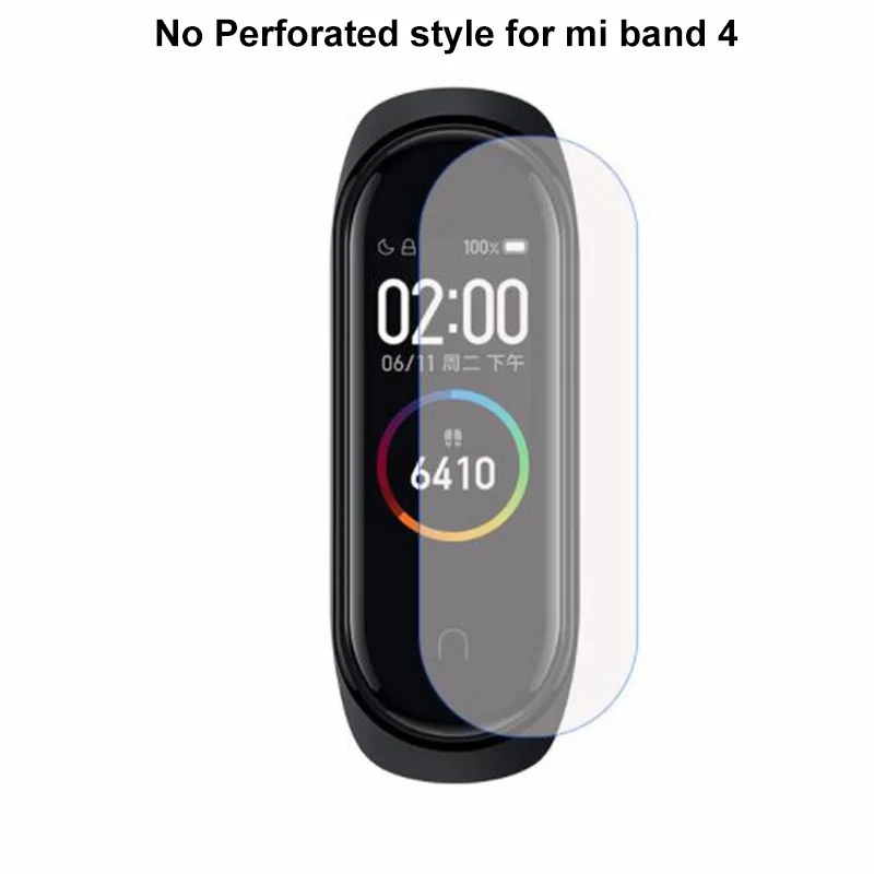 10pcs Screen Protector Film For Xiaomi Mi Band 4 3 Smart Wristband Bracelet HD transparent TPU Full Cover Protective Films - Цвет: No Perforated style4