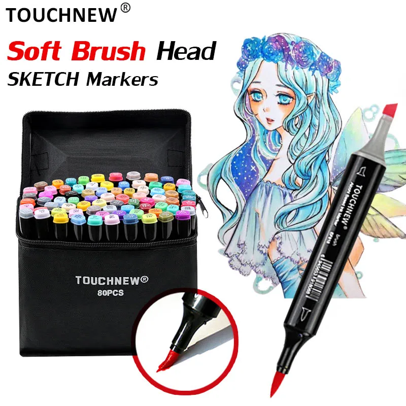 

TOUCHNEW Markers Set Brush Pen Sketch Double Head Brush Markers Alcohol Markers Manga Drawing Animation Design Art Supplies