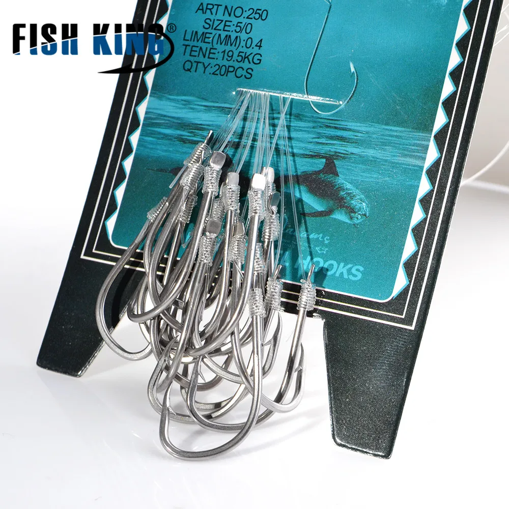 FISH KING рыболовный крючок из высокоуглеродистой стали 20 шт./лот Размер 5/0 # 7 длина