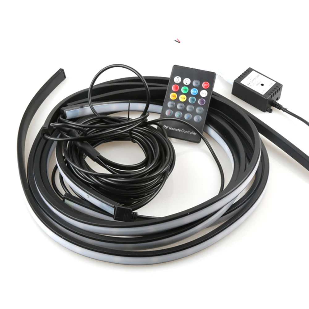  4x Car Underglow Flexible Strip LED APP/Remote Control RGB Decorative Atmosphere Lamp Under Tube Un - 32913933829