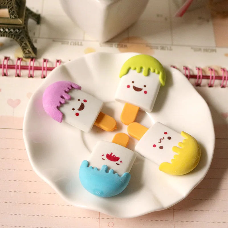 1 PCs Creative Cartoon Fountain Ice Cream Eraser Eraser Students Study Supplies Wholesale