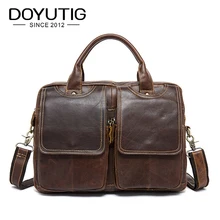 DOYUTIG мужские деловые портфели из кожи Crazy Horse, модные сумки для ноутбука и компьютера, мужские сумки-мессенджеры и сумки через плечо G111