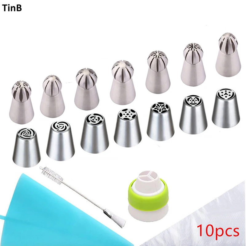 

18PC/set Pastry Accessories Russian Piping Tips And Coupler Ball Stainless Steel Icing Nozzle Pastry Cupcake Cake Baking Tool