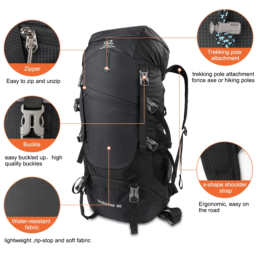Водонепроницаемый походный рюкзак для мужчин и женщин, походный рюкзак для кемпинга, альпинизма, 40л