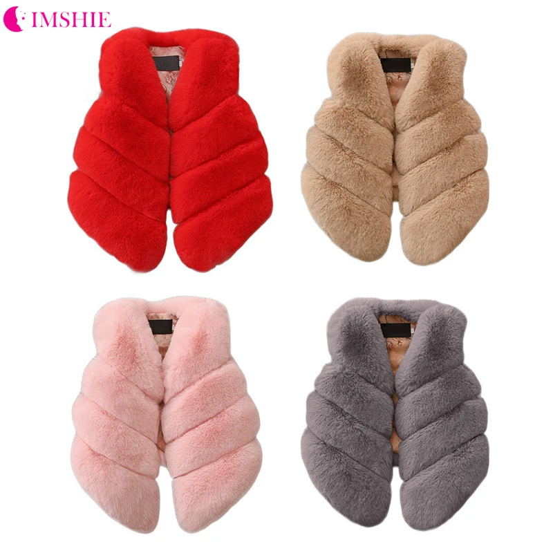 

Baby Girl Winter Clothes Artificial Fur Vest Coats Warm Waistcoat kids Sleeveless Jacket Outerwear Clothing For 1-7 Years Child