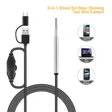 3,9 мм миниатюрная камера-эндоскоп 6 Регулируемых светодиодов три-в-одном интерфейс USB осмотр уха нос визуальный уход за здоровьем с ушной палкой