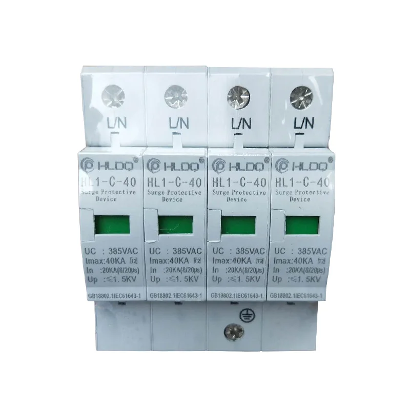 1PCS 35mm DIN Rail Mount Surge Protector 4 Pole AC 385V 40KA Lightning Arrester 1PCS 35mm DIN Rail Mount Surge Protector 4 Pole AC 385V 40KA Lightning Arrester