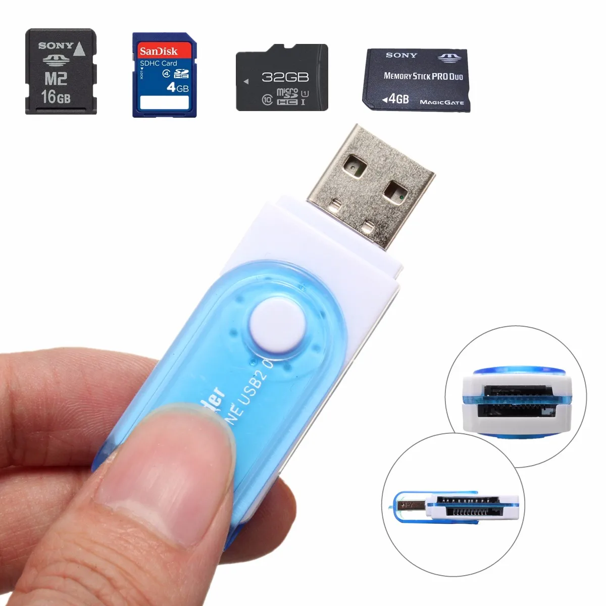 USB 2,0 все в 1 Micro SD Card Reader USB устройство чтения карт памяти адаптера разъем Stick для SD TF M2 MMC для SDHC MS SIM карты