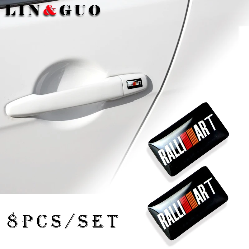

8pcs Car styling Steering wheel 3D small Emblem Sticker Wheel Decal Fit for mitsubishi galant lancer asx RalliArt Car Sticker