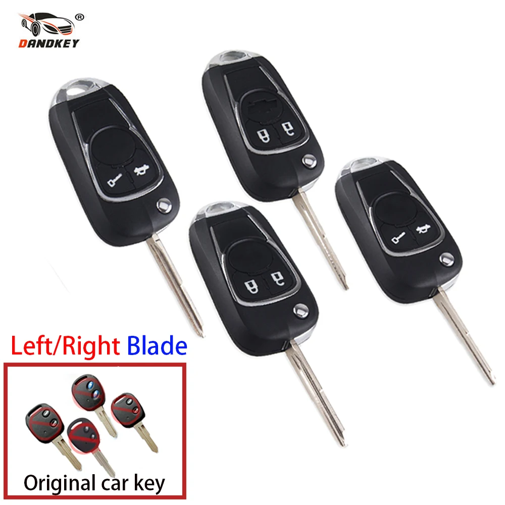 

Dandkey Flip Remote Car Key Shell Fob 2 Buttons For Chevrolet Love Spark Epica Sail With Left/Right Blade Replacement Shell