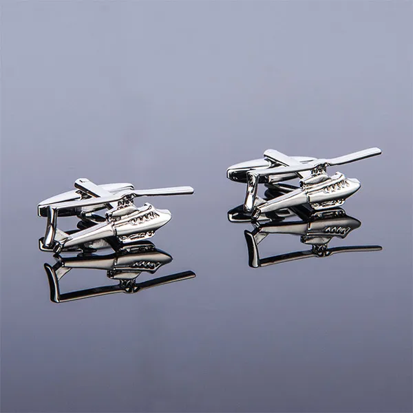 New High Quality Mens Design Airplane Cufflinks Helicopter Aircraft Cuff Links For Business Shirt Wedding Gift Free Shipping - Окраска металла: 156141