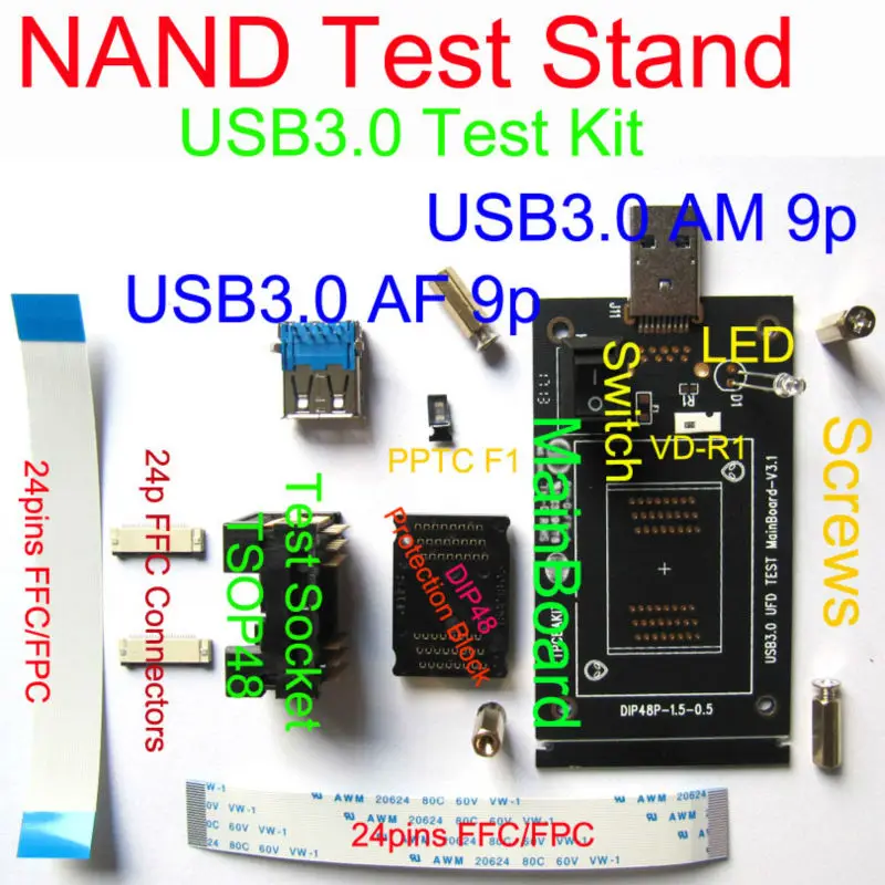 USB3.0/2,0 NAND тестовый стенд, IC Стирание/тест/Сортировка/сжигание наборы, FFC/FPC Разъемы, TSOP/LGA/BGA адаптеры сменная розетка и схема