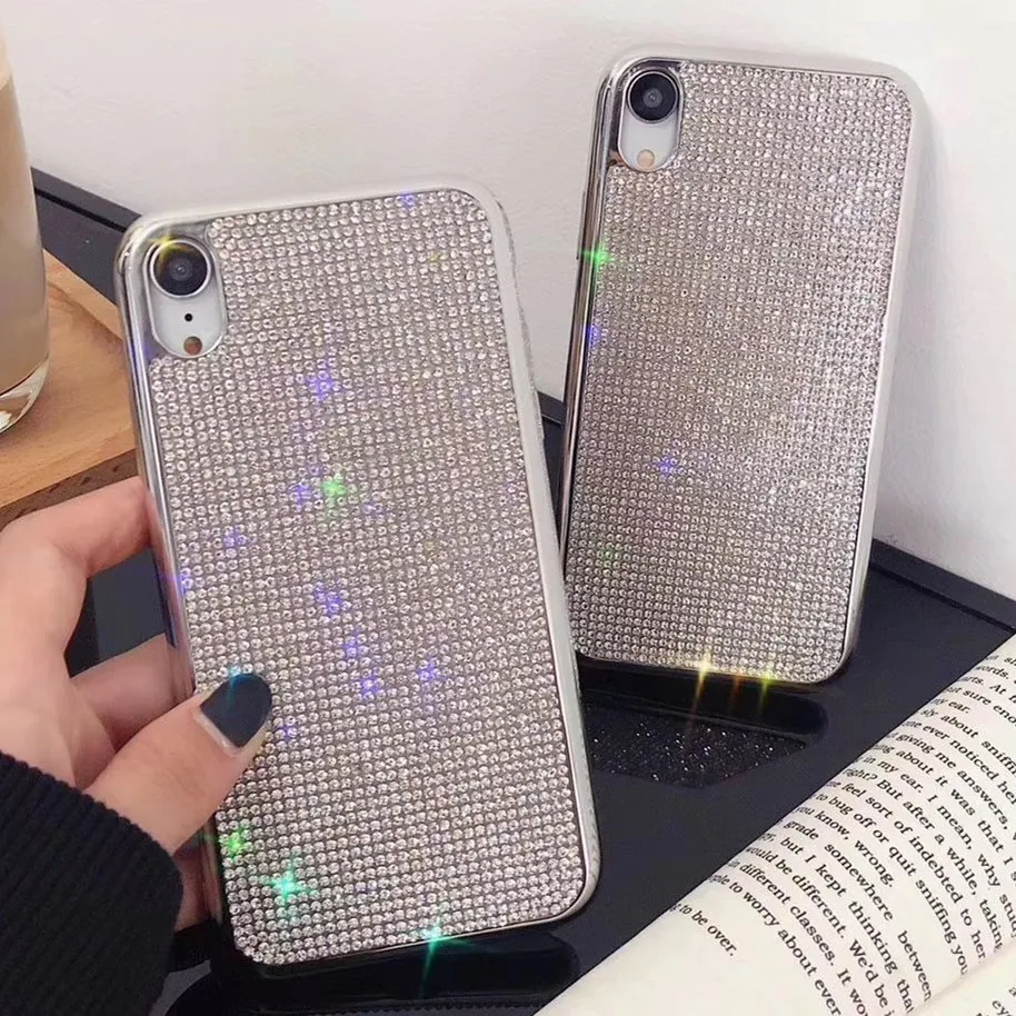 Гальванический Блестящий Алмазный чехол для телефона iPhone 6 6s 7 8 Plus X XR XS Max мягкий