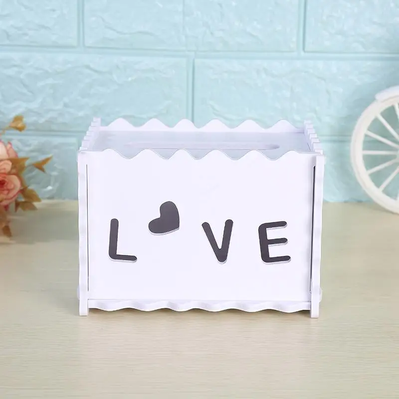 European Style White Wooden Hollow Tissue Box Removable Napkin Holder Paper Storage Holder Napkin Case Organizer Household - Цвет: love