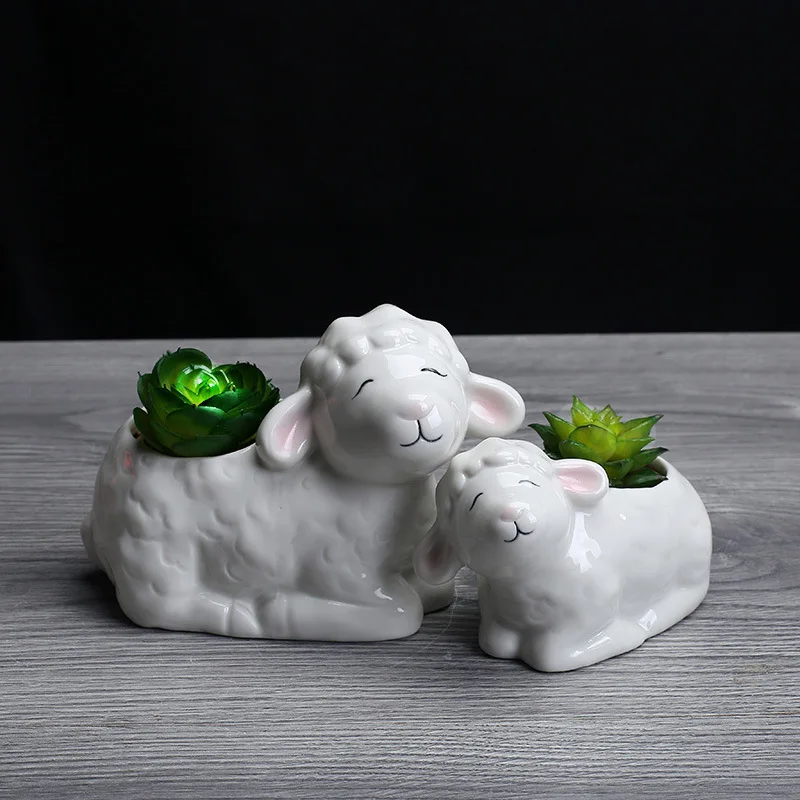 2019 горшок для цветов с изображением белой овцы zakka 2 шт./компл. стандартный