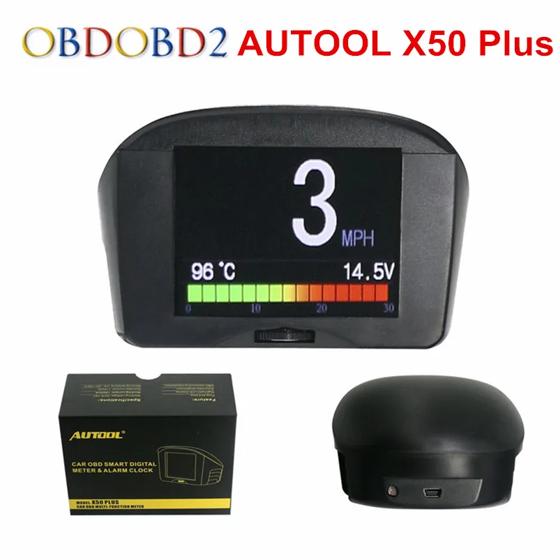 

AUTOOL X50 Plus Car OBD HUD Smart Digital Meter&Alarm Fault Code Water TEMP Digital Voltage Speed Meter HeadUp Display