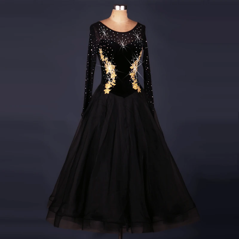 Personalizzare nero Prospettiva strass abiti da ballo di danza donna valzer  Standard di vestito ballo liscio vestiti ballo Sociale|costume dance  costumes|waltz dance costumesmodern dance - AliExpress