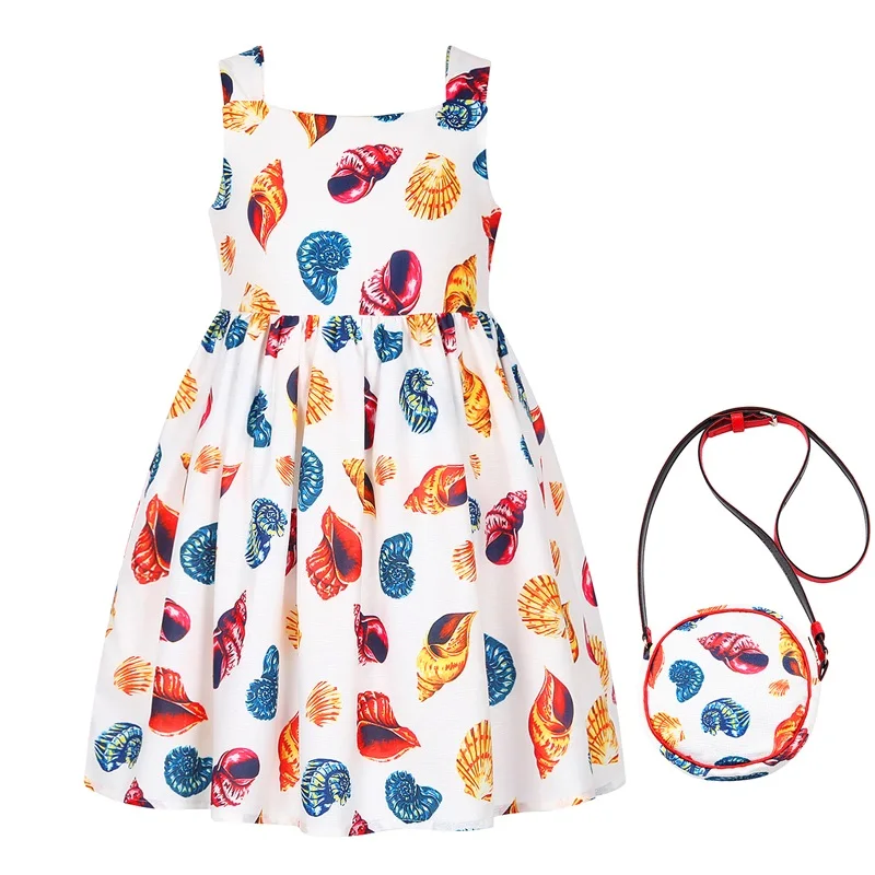 Детское летнее платье принцессы с сумкой и цветочным принтом|toddler dress|brand girl dressgirls