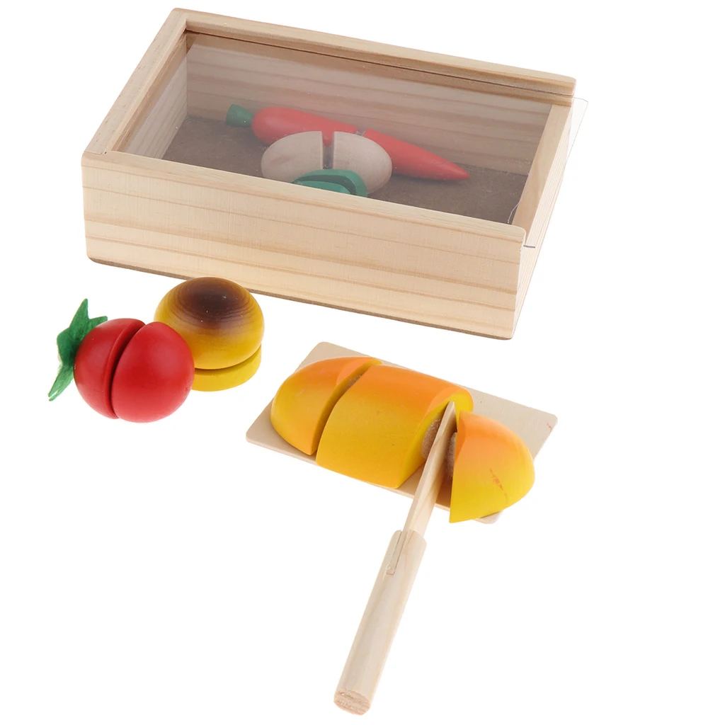 Wooden Children Simulation Cut Fruit and Vegetables Cooking Toys For Kids Education Montessori Gifts