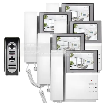 

DIYSECUR 4.3inch HD Screen Video Door Phone Video Intercom Doorbell + 600 TVLine IR Night Vision Camera 1 Camera 5 Monitors