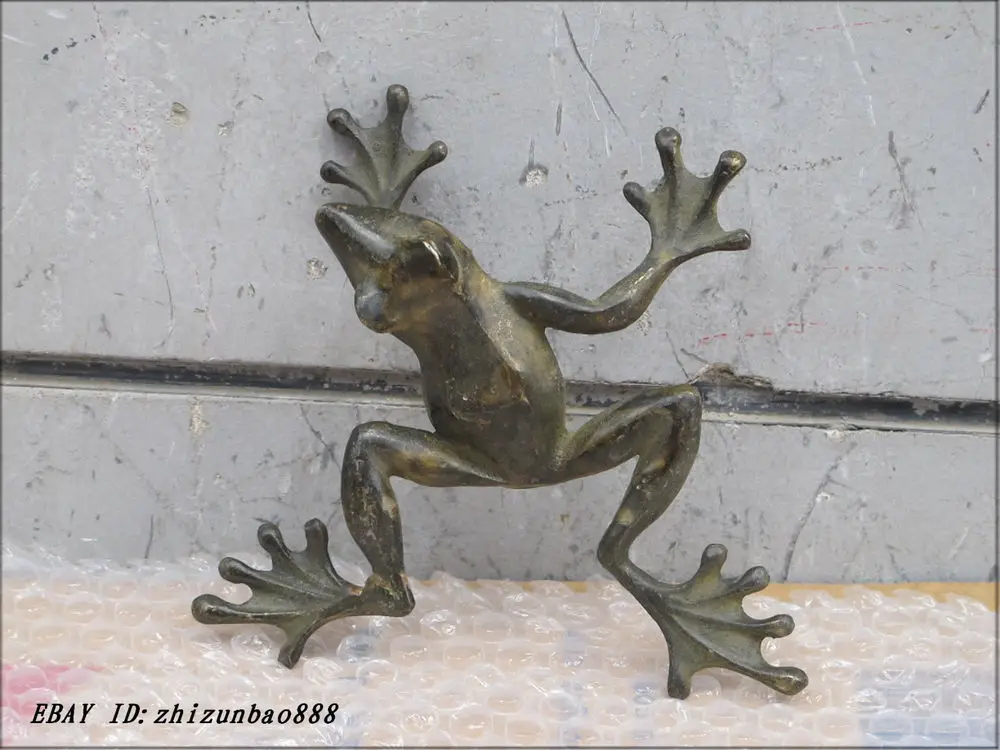 

11"Chinese Folk handwork lifelike Gecko claw frog Statue