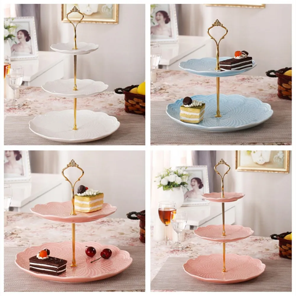3 уровня формы для выпечки стойка с ручкой для тарелок для торта Корона фитинг Металл Свадебная вечеринка золотые кухонные аксессуары украшения торта инструменты
