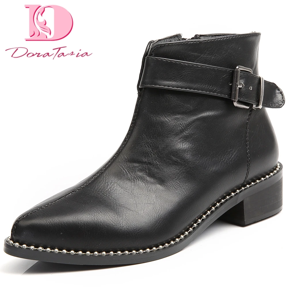 

Doratasia Top Quality Dropship Fashion Ankle Boots Women Shoes Chunky Heels Zip Up Shoes Women Boots Female Woman Shoes