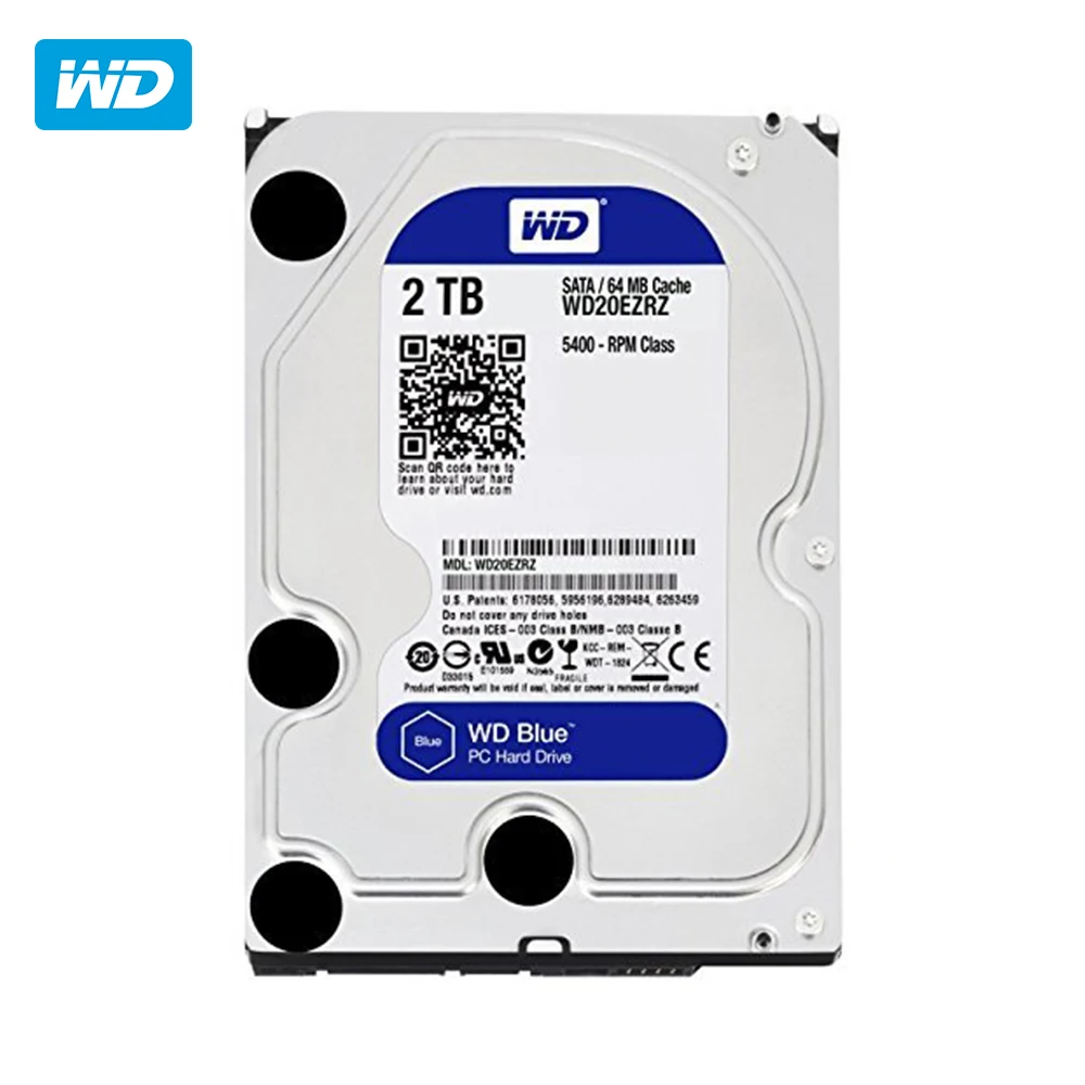 Western Digital Blue, 3,5 ", 2000 Гб, 5400 об/мин, Serial ATA III, 64 Мб, HDD