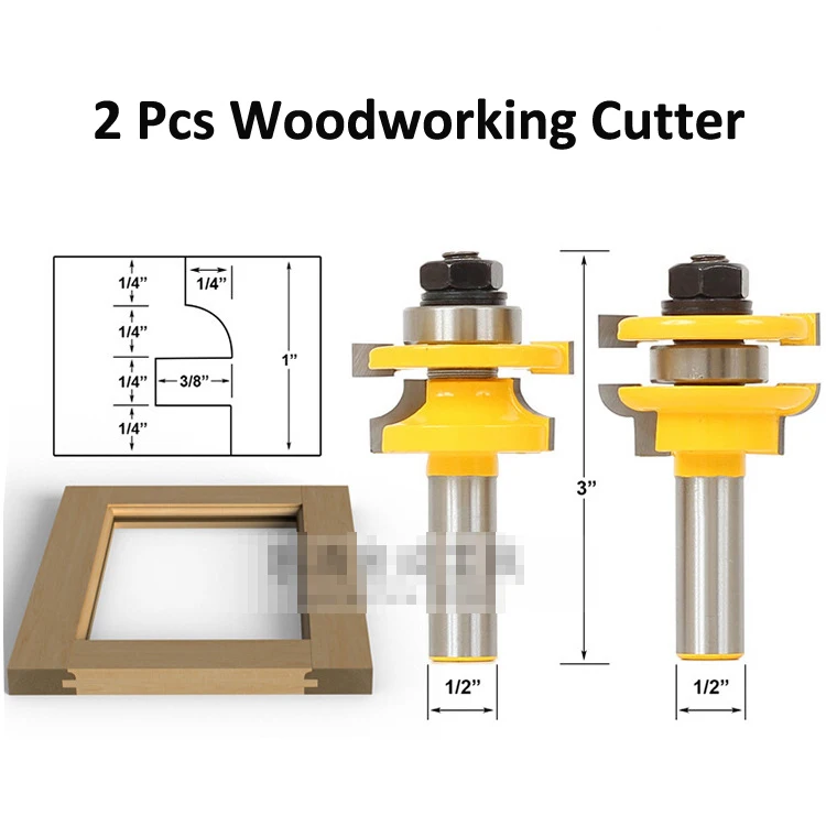 

handle high - end tenon knife Rail and Stile Router Bits with Matched 2 Bit Round-Over 1/2-Inch Shank