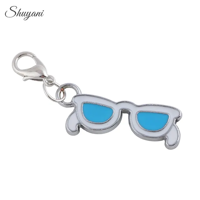 39*10mm Fashion Silver Color Glasses Charms Colorful Glasses Dangle