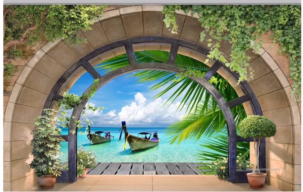High end custom 3d photo wallpaper murals Mediterranean mural Arches