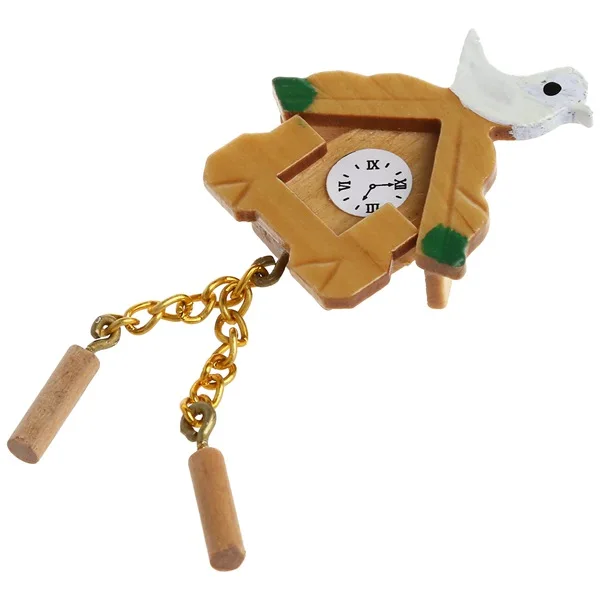 

HOT SALE 1/12 Miniature Wooden Bird Wall Clock Handicrafts Model Dollhouse Decoration Brown
