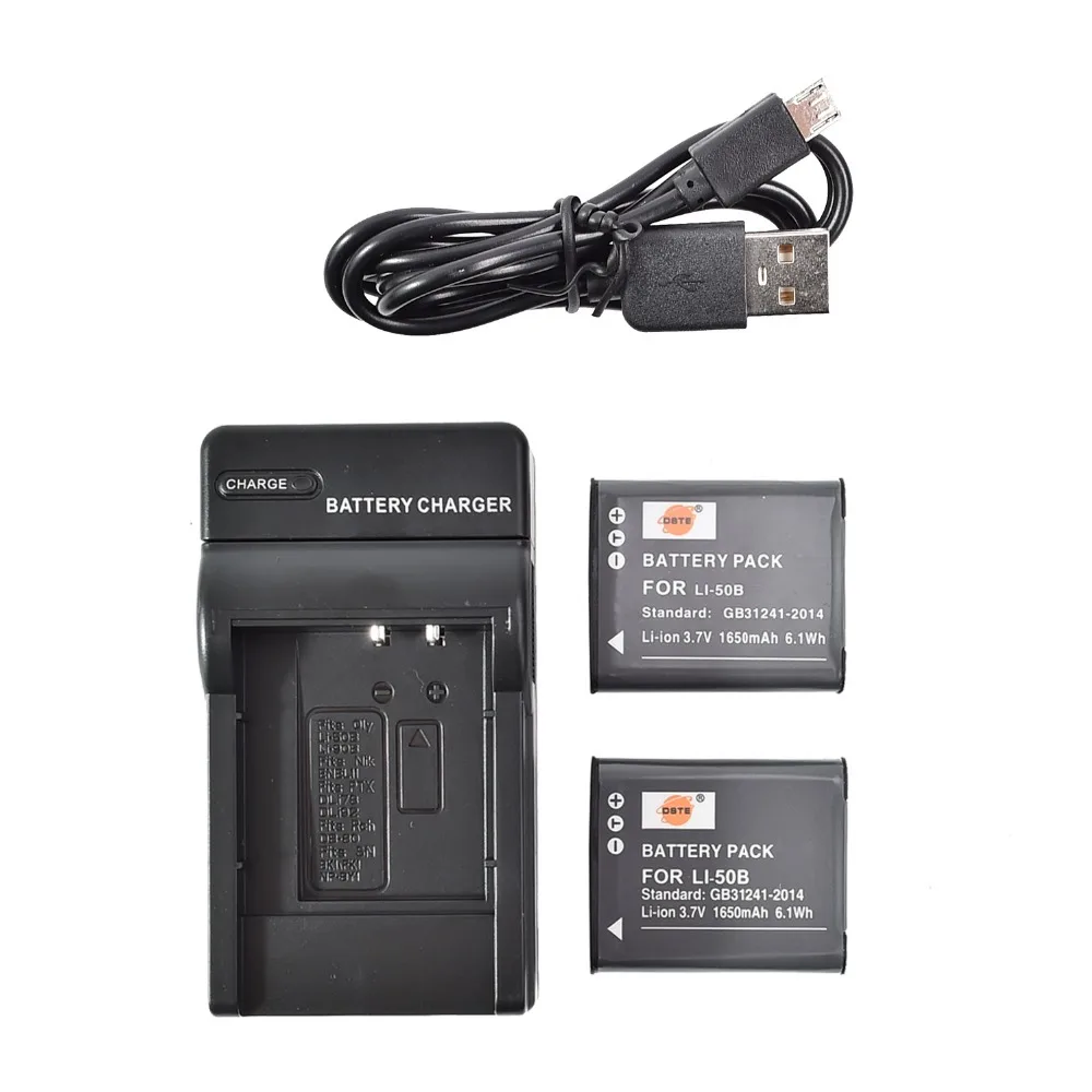 DSTE 2 шт. LI-50B литий-ионная аккумуляторная батарея + UDC16 USB устройство для Olympus Stylus tough-6000 8000 u-1010 u-1020