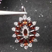 Ювелирное изделие, натуральный настоящий гранат, роскошное большое ожерелье, подвеска,, серебро 925 пробы, 0.5ct* 13 шт, драгоценный камень X9228005