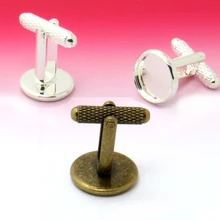 

10pcs 10 12 14 16 18 20mm French Style Cufflink Settings Blank Round Pad Tray Cabochon Base For DIY Clothes Accessories