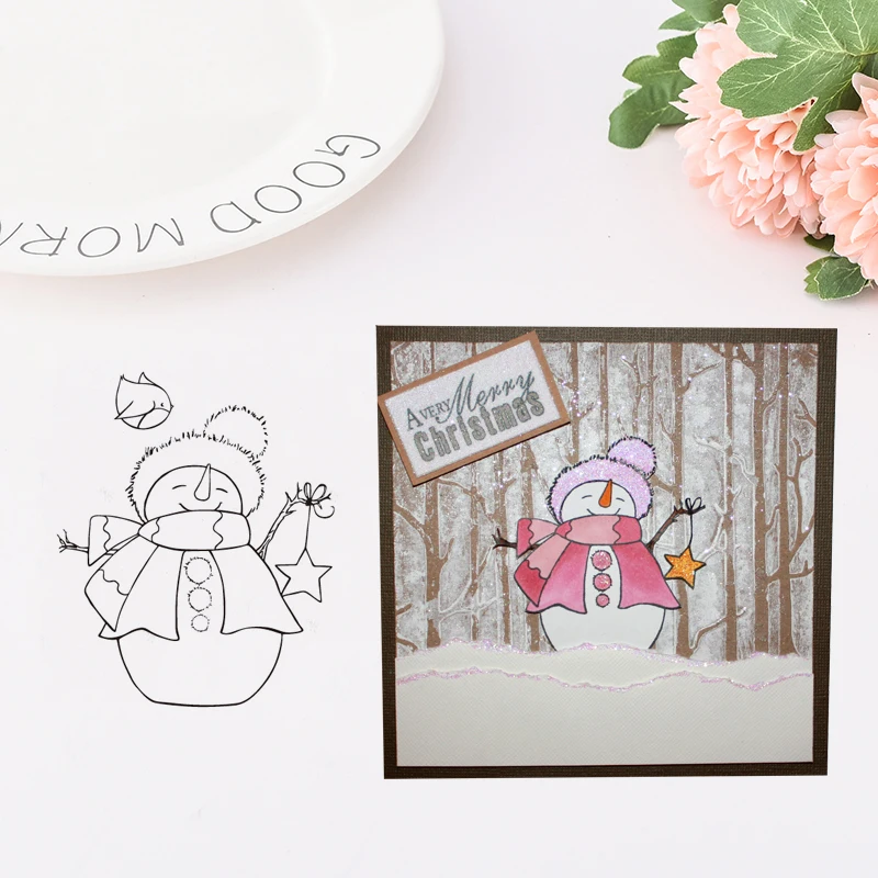 SP Happy snowman прозрачные резиновые штампы/Детские штампы и для