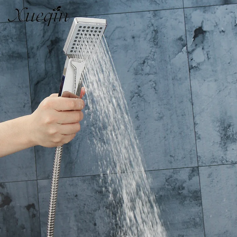 

Xueqin ABS Square Handheld Shower Head Set+Holder+1.5M Stainless Steel Hose High Pressure Bathroom Shower Heads Set Spray Head