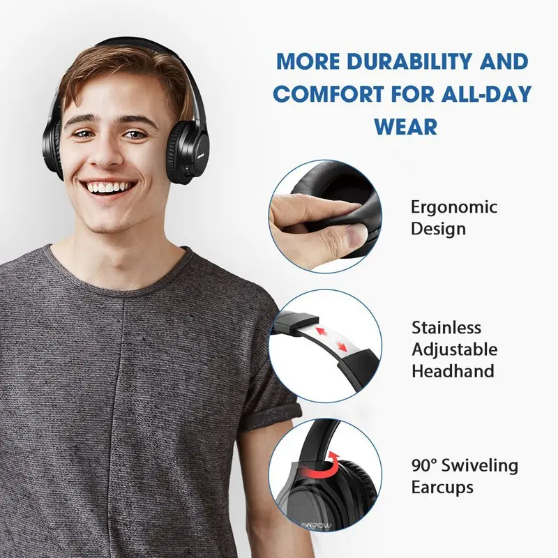 Беспроводная стереогарнитура H7 Для Mpow Накладные наушники Bluetooth с микрофоном