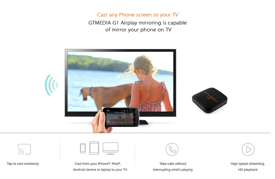 GTmedia G1 Android tv Box Smart tv 4K H.265 HDR четырехъядерный 1G 8G wifi Google Cast Франция m3u телеприставка 4 медиаплеер