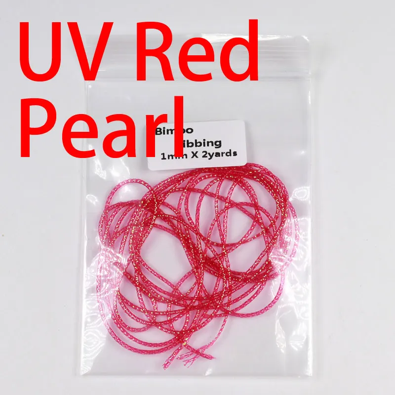 UV Red Pearl Bimoo 2 ярдов/Упаковка 1 мм мухобойка рибберинг Nymph стример материал тела УФ жемчуг мигалка веревка - Цвет: UV Red Pearl