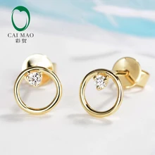 Caimao Circle Design 0.07ct Natural Brilliant Cut Diamond 9kt Yellow Gold Studs Earrings Caimao Circle Design 0.07ct Natural Brilliant Cut Diamond 9kt Yellow Gold Studs Earrings