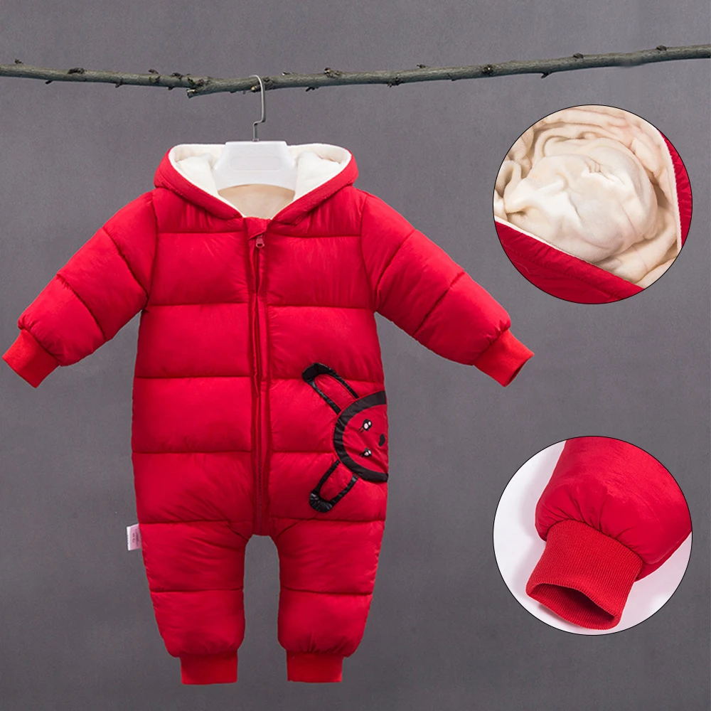 Cute Infant Baby Girl Winter Coat Solid Color Casual Snowsuit Baby