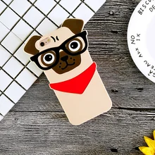 Fashion 3D Pug Dog With Glasses Protective Silicone Cover Phone Cases For iPhone 5 5s Se