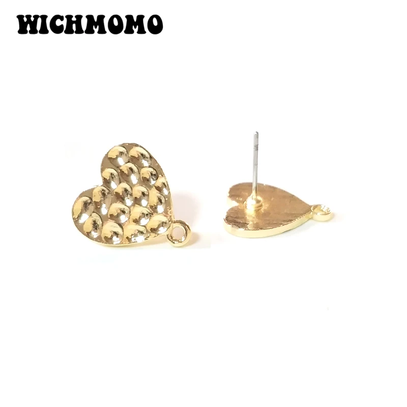 

New Fashion 16mm 10pieces/bag Zinc Alloy Gold Heart Shape Earring Base Connectors Linkers for DIY Earring Jewelry Accessories