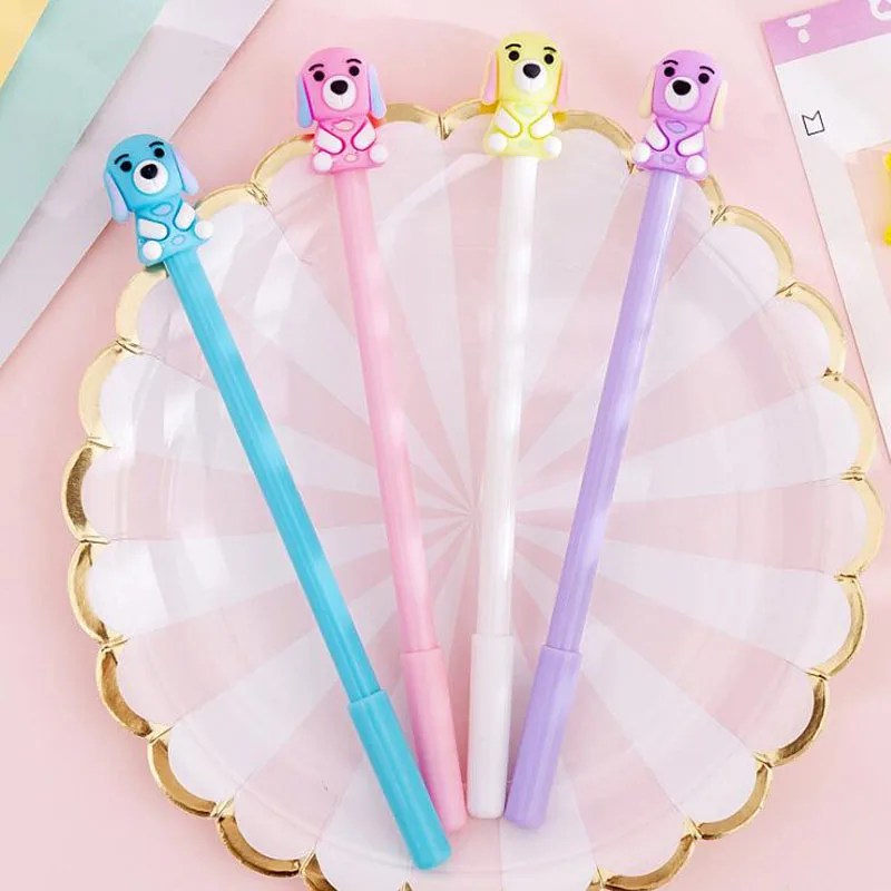

2pc Kawaii Puppy Gel Pen 0.38mm Cute Puppy Pen Black Signature Waterborne Pen Student Office School Supplies Creative Stationery