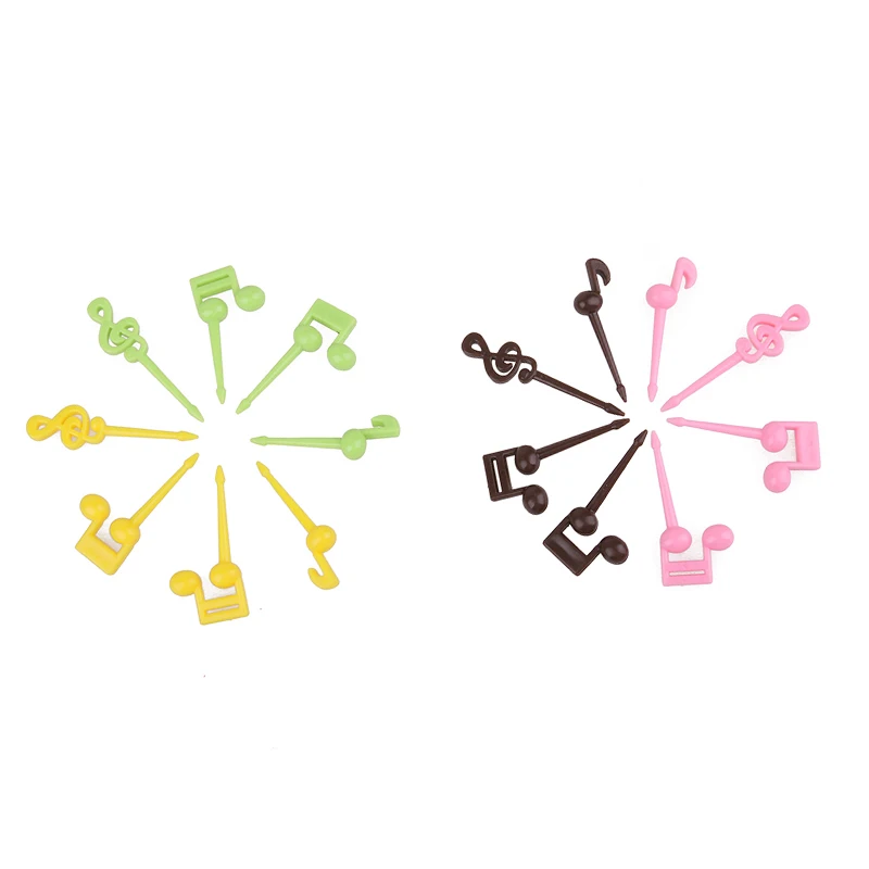 FHEAL 16Pcsset Funny Musical Note Shape Fruit Fork For Cake Dessert Fruit Salad Forks Cocktail Picks Set Kitchen Party Supplies (6)