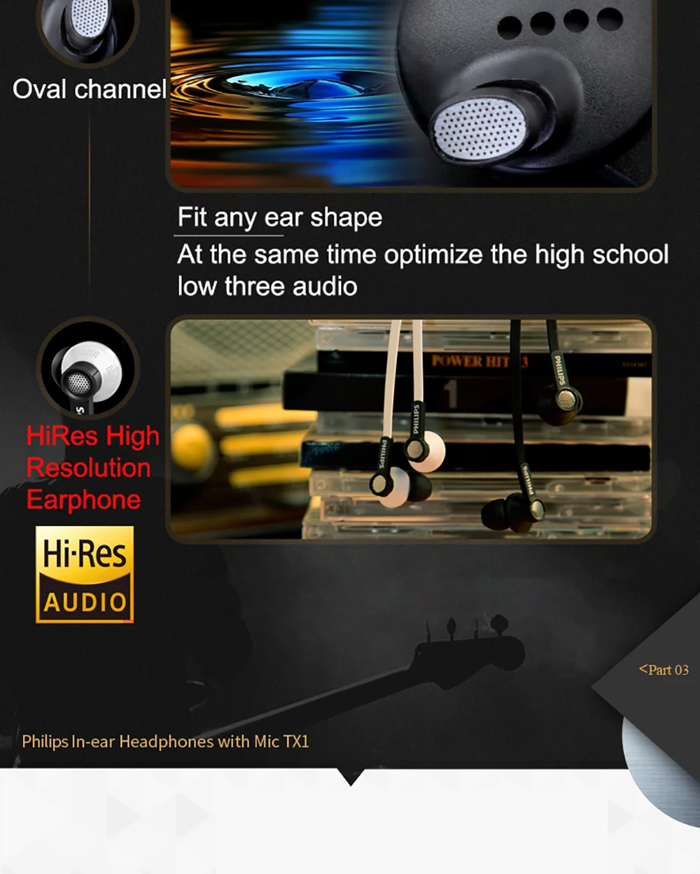 Philips TX1 Hi-Res Проводная гарнитура Спортивная гарнитура с HIFI CCAW голосовой катушкой совместима с IOS/Android