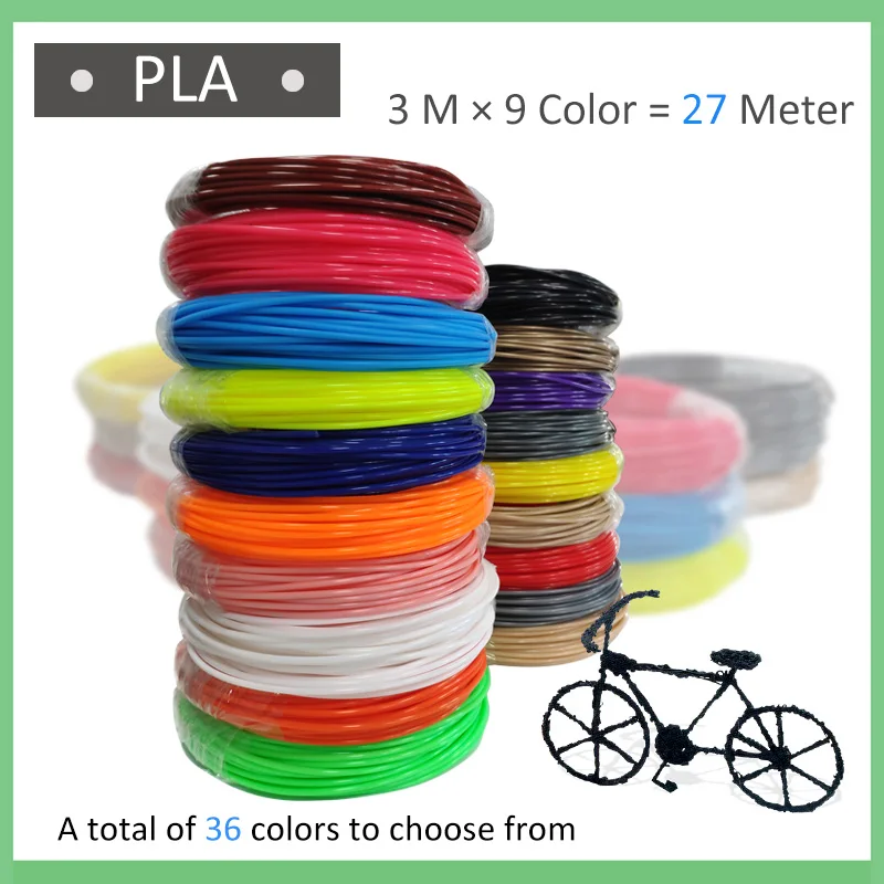 

3m x 9 color 3d pen filament PLA for 3d pen printer plastic for 3d pens 36 colors maker gifts petg the papa robot gift for kids