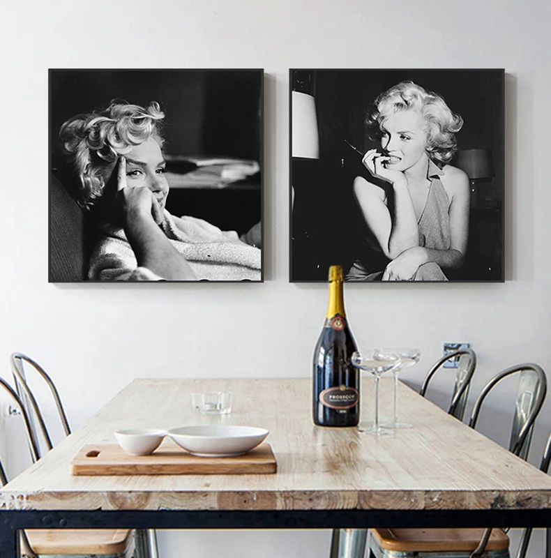 Черно-белый холст с Мерилин Монро Искусство модные постеры и принты настенные картины гостиная куадро Decoracion Tableau салон