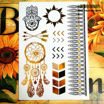 

SHNAPIGN 25 style Temporary Tattoo Body Art, Large golden arrow Designs, Flash Tattoo Sticker Keep 3-5 days Waterproof 21*15cm
